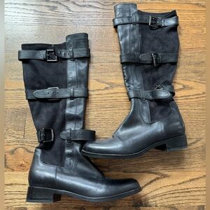 Cole Haan Black Leather & Suede Knee Boots w/ Nike Air, Size 8